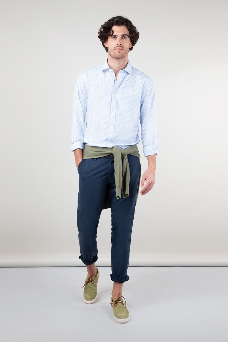  Camisa El Ganso Pin Point Raya Yale Oxford Celeste  2