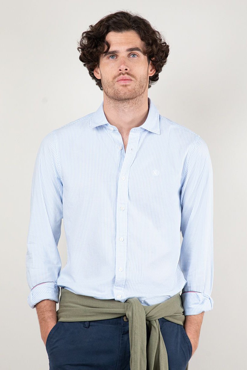  Camisa El Ganso Pin Point Raya Yale Oxford Celeste 