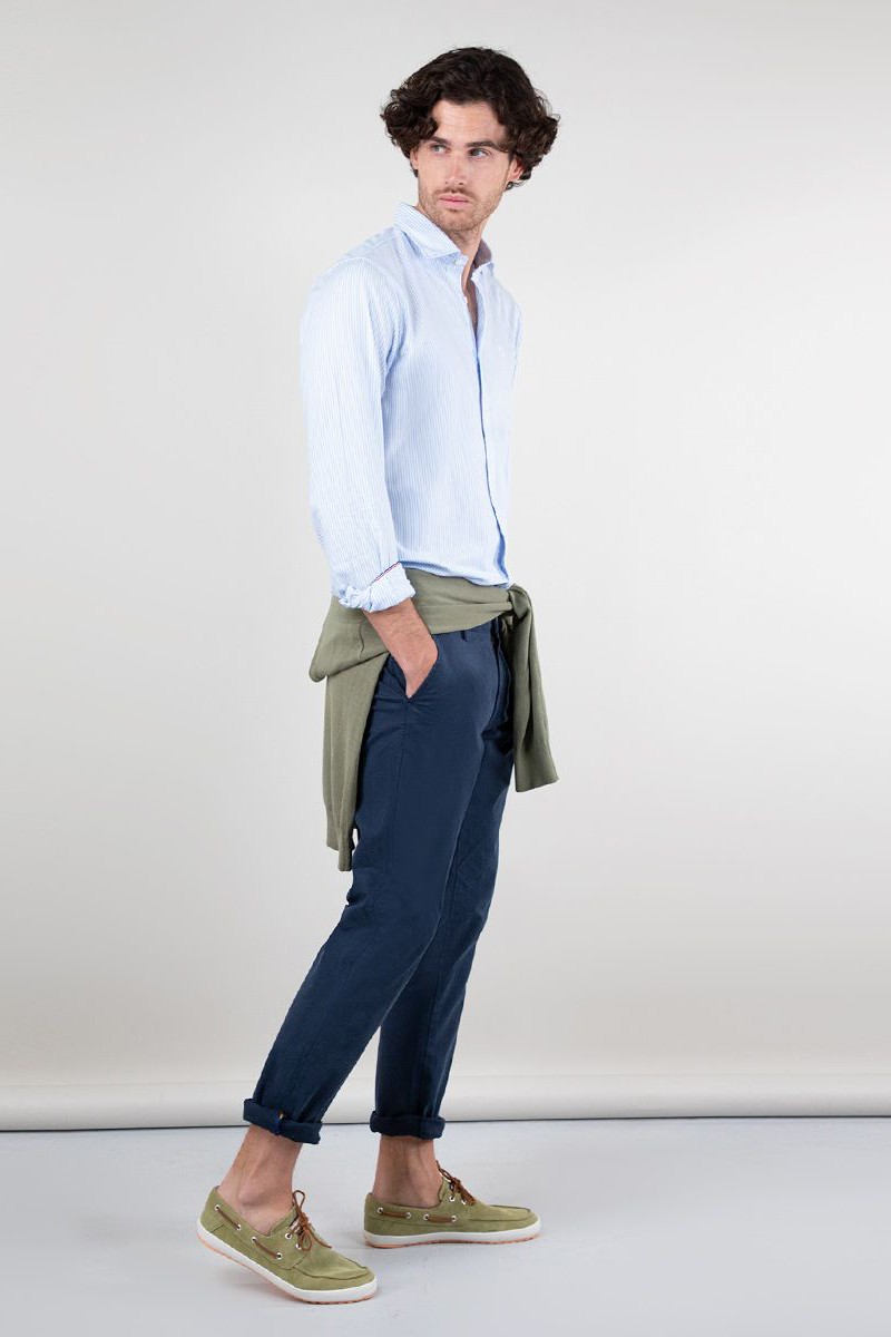  Camisa El Ganso Pin Point Raya Yale Oxford Celeste 