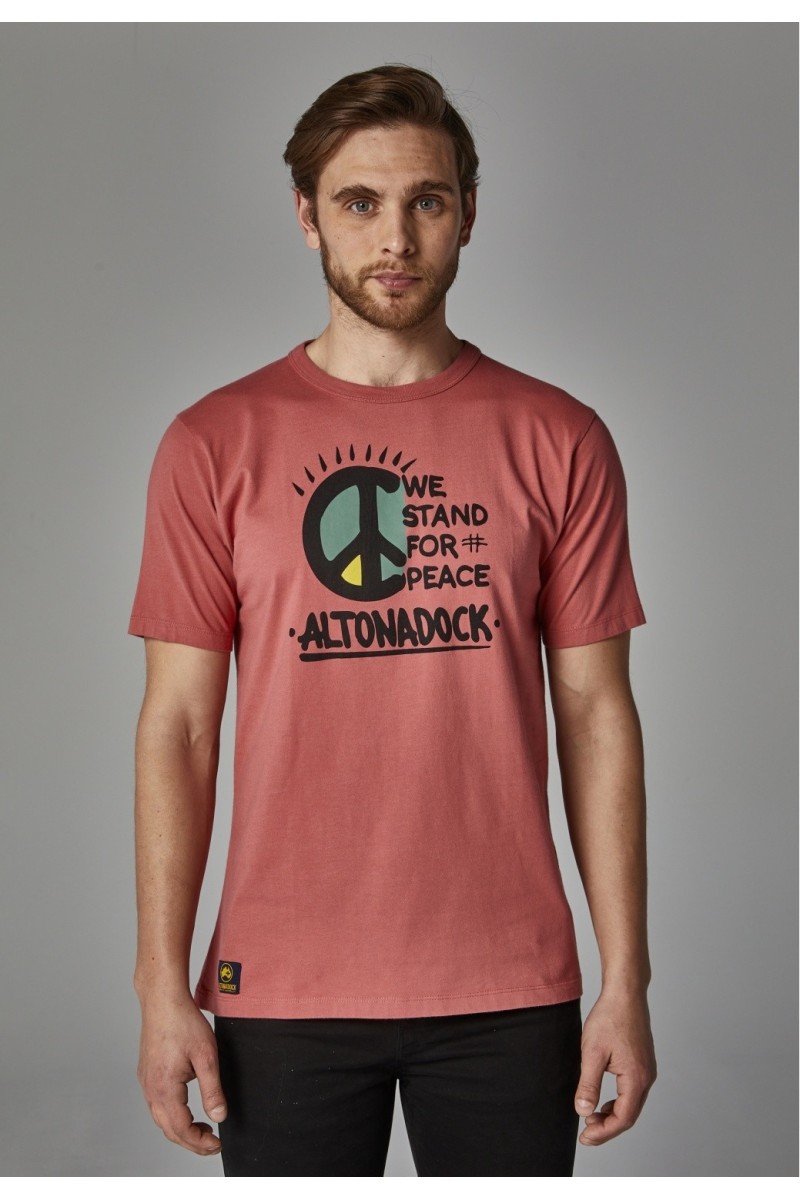 CAMISETA BURDEOS SERIGRAFIA SÍMBOLO PAZ ALTONADOCK
