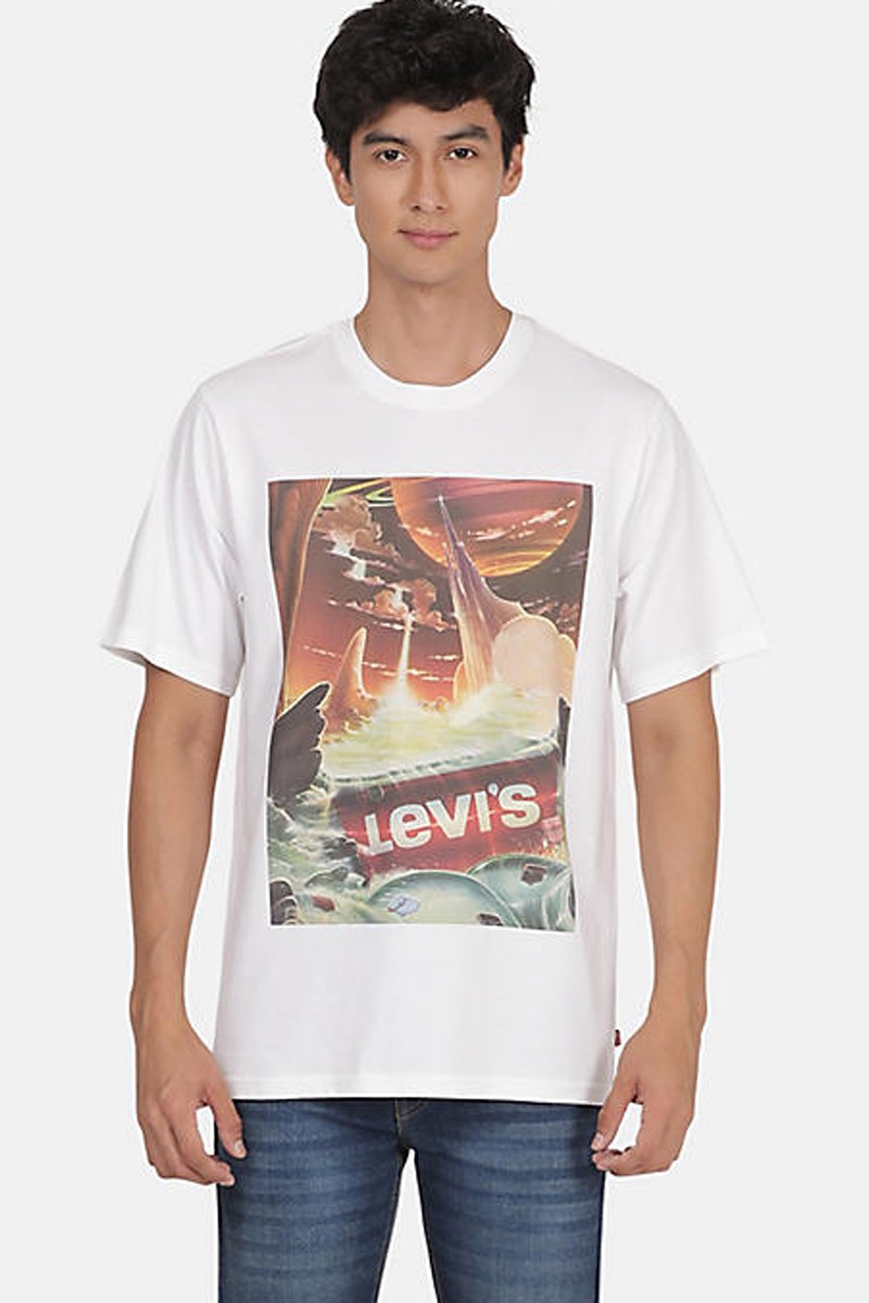 LEVI'S® MEN'S RELAXED SHORT-SLEEVE GRAPHIC T-SHIRT - LEVI WATERFALL WHITE