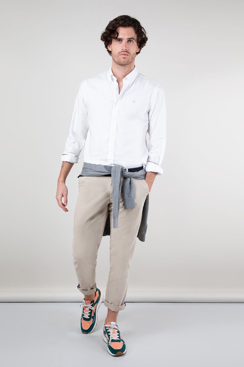 Camisa El Ganso Pin Point Oxford Blanca Bandera Iconica 1050s240047  2