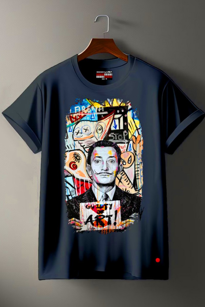 CAMISETA DE HOMBRE ARENA NEGRO DESGASTADO LA SAL