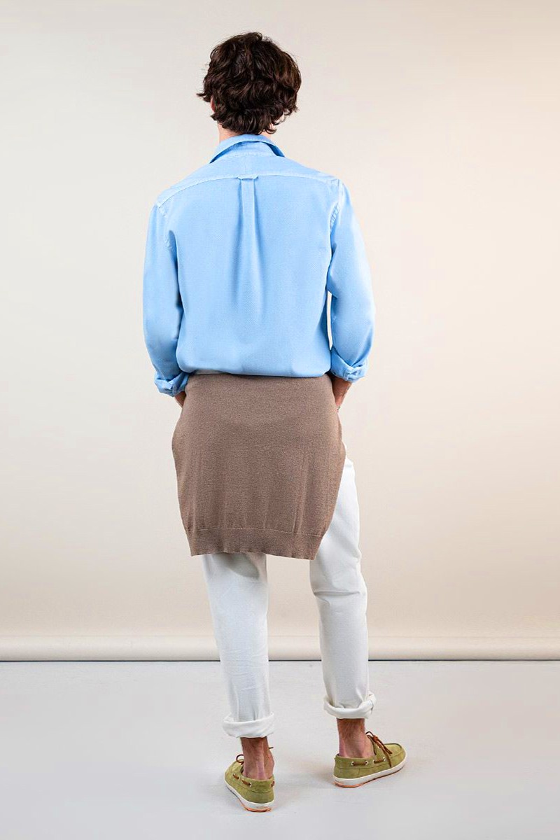  Camisa Estructura Garment Dyed Celeste EL GANSO 