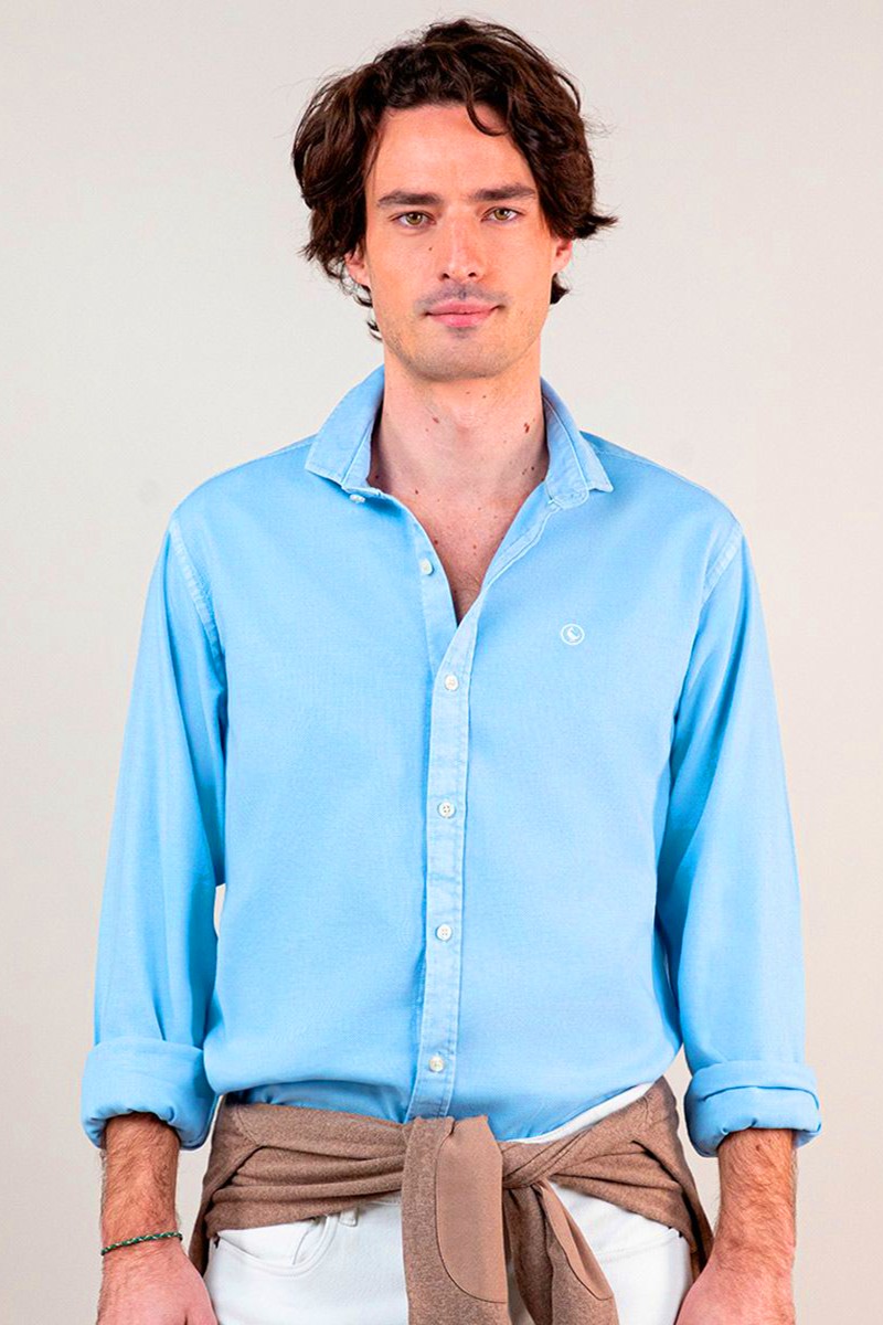 Camisa Estructura Garment Dyed Celeste EL GANSO