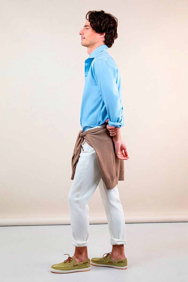  Camisa Estructura Garment Dyed Celeste EL GANSO 