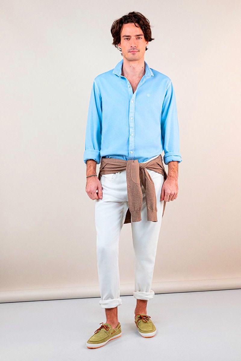  Camisa Estructura Garment Dyed Celeste EL GANSO 