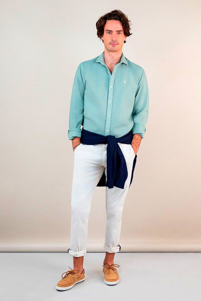  Camisa Estructura Garment Dyed Verde EL GANSO 