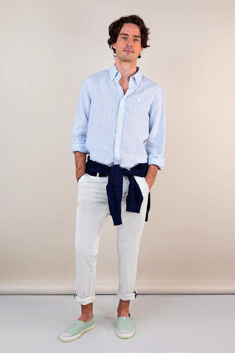  Camisa Raya Yale Lino Celeste EL GANSO 