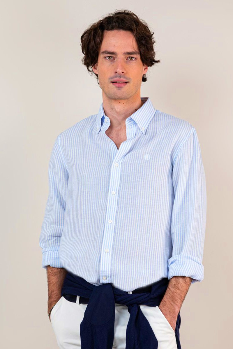  Camisa Raya Yale Lino Celeste EL GANSO 