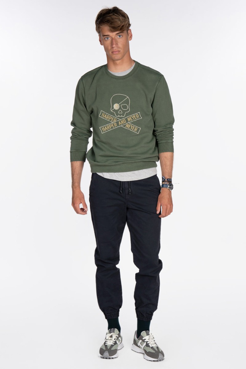  SUDADERA SKULL PINE GREEN HARPER AND NEYER 