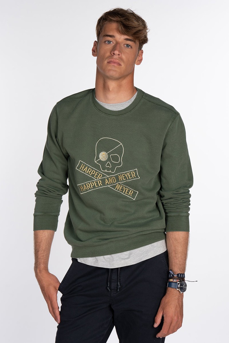 SUDADERA SKULL PINE GREEN HARPER AND NEYER