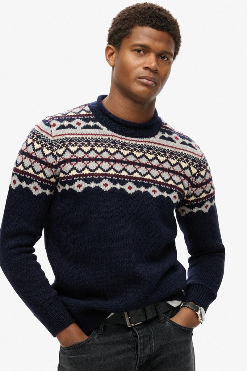  Jersey de cuello vuelto Fairisle Supedry 