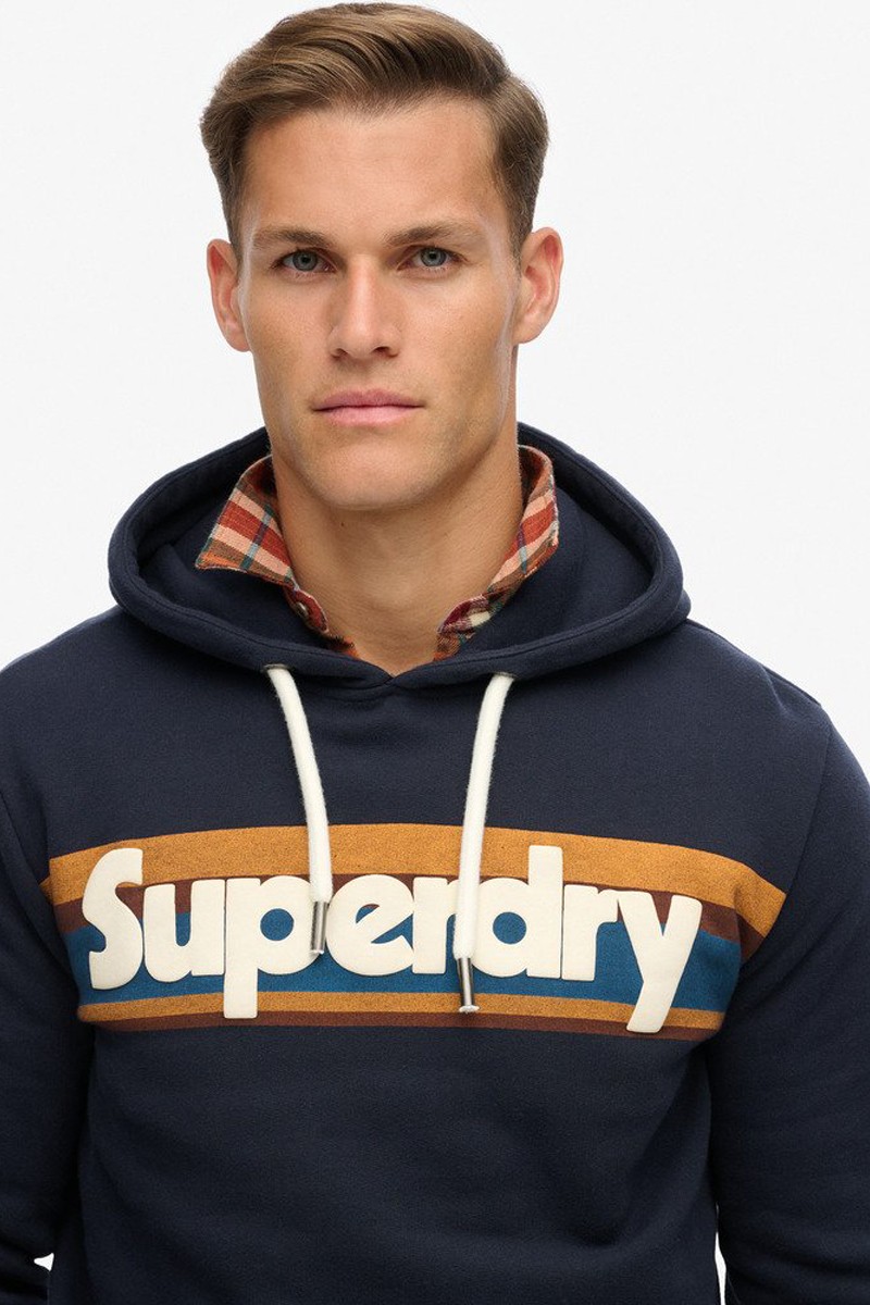 Sudadera de rayas con capucha y logotipo Retro Supedry  2