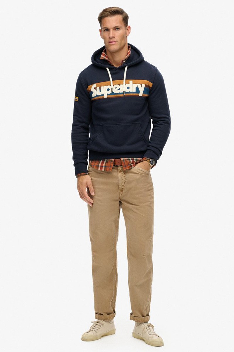 SUDADERA SDRY M45  Sudadera de rayas con capucha y logotipo Retro Supedry