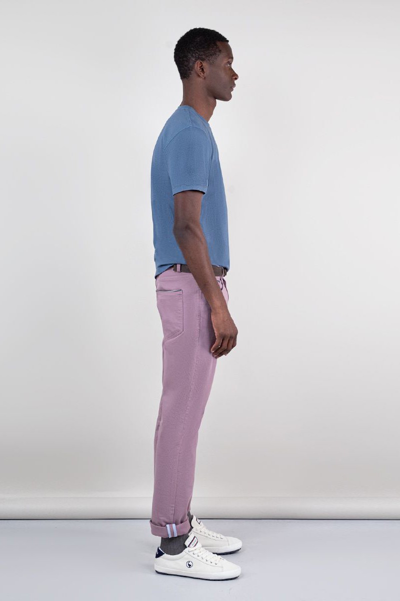  Camiseta Cuello Caja Garment Dyed Azul 