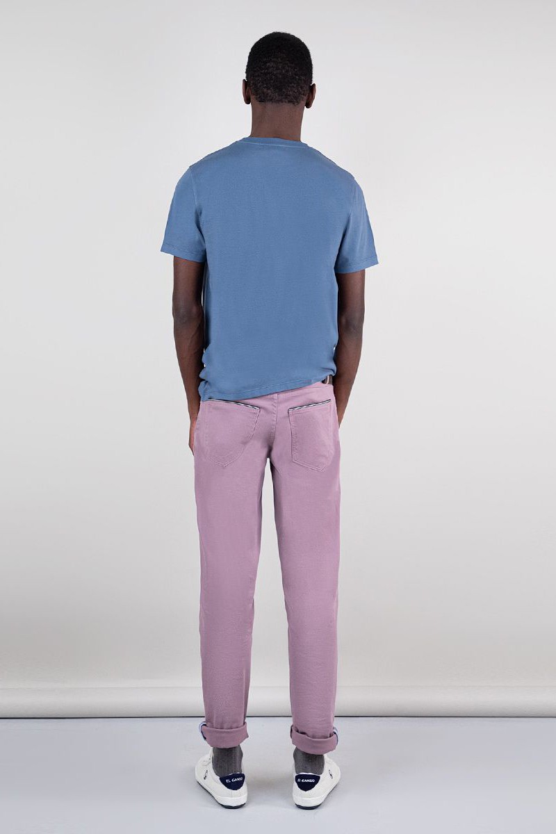  Camiseta Cuello Caja Garment Dyed Azul 