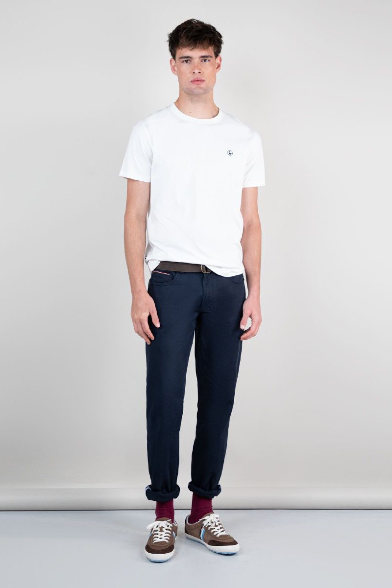 CAMISETA GANSO M83  Camiseta Cuello Caja Garment Dyed Blanco