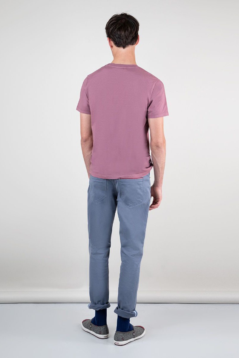  Camiseta Cuello Caja Garment Dyed Berenjena 