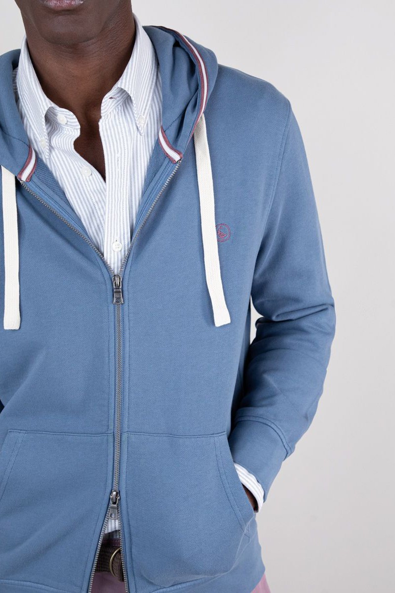 SUDADERA EL GANSO M54  Sudadera Zipper Garment Dyed Azul El Gasno