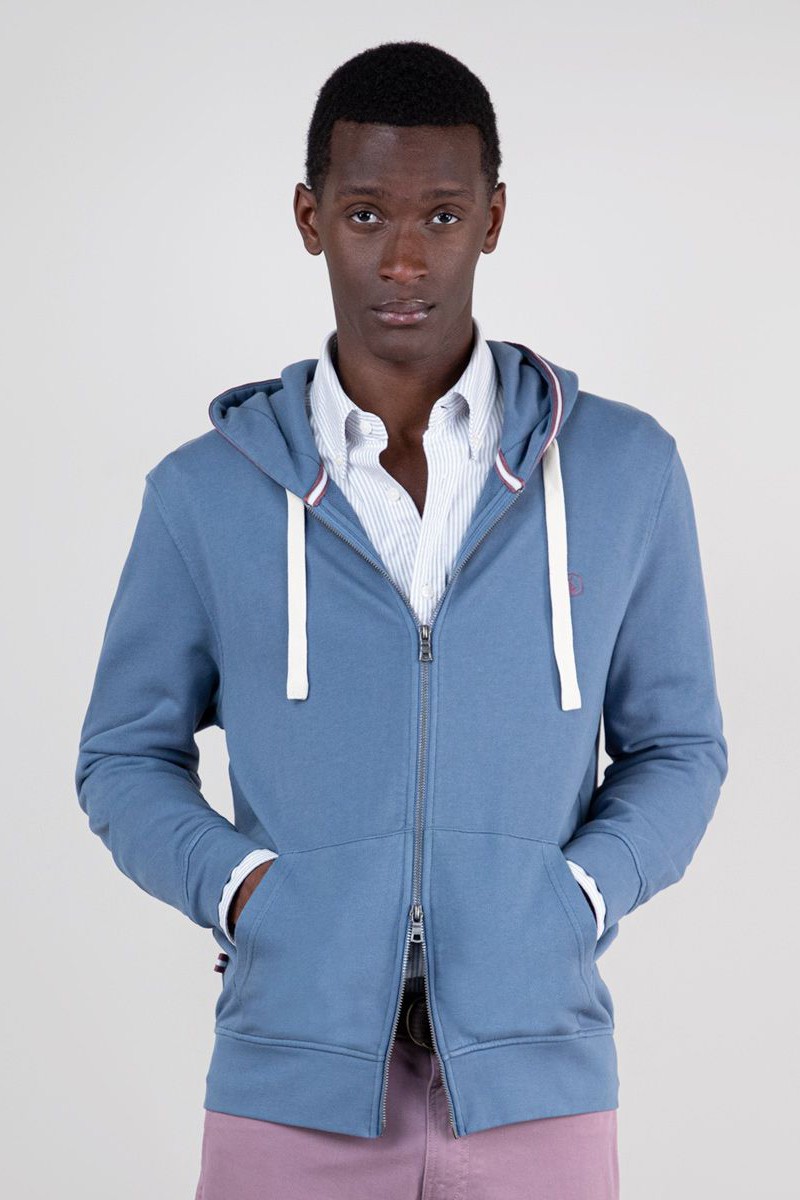 SUDADERA EL GANSO M54  Sudadera Zipper Garment Dyed Azul El Gasno