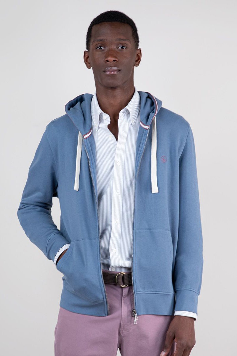 Sudadera Zipper Garment Dyed Azul El Gasno