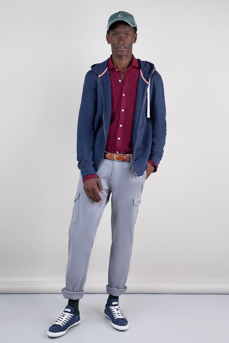 SUDADERA EL GANSO M53  Sudadera Zipper Garment Dyed Marino El Ganso