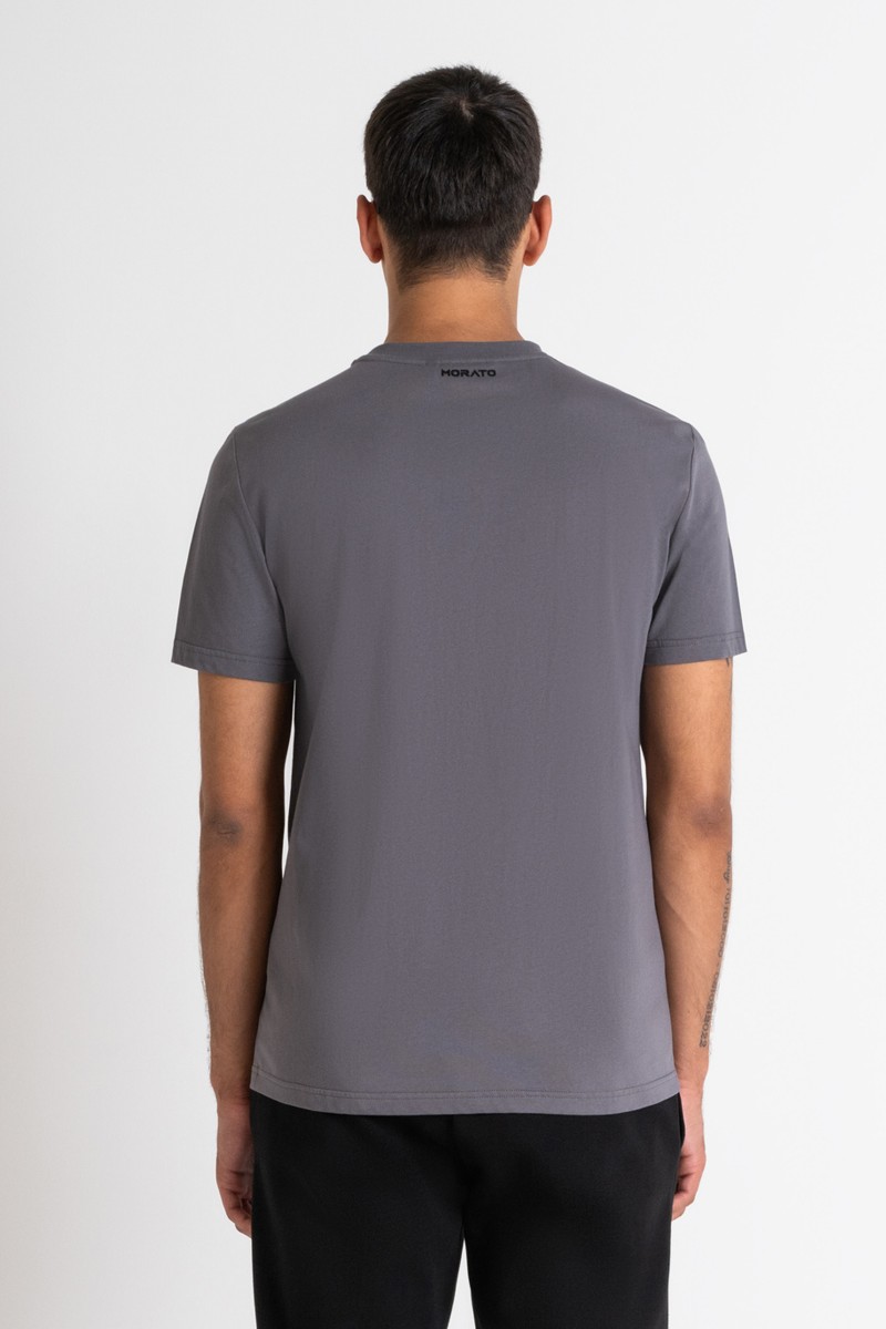 CAMISETA MORATO M22  CAMISETA SLIM FIT DE JERSEY DE ALGODÓN GRIS CON ESTAMPADO DE CALAVERA ANTONY MORATO