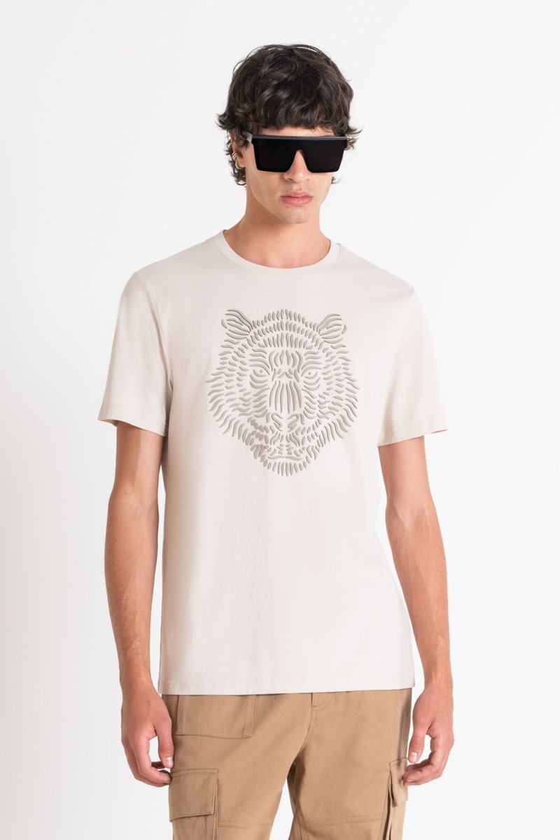 CAMISETA REGULAR FIT DE TEJIDO DE JERSEY DE ALGODÓN CON ESTAMPADO DE TIGRE DE GOMA ANTONY MORATO