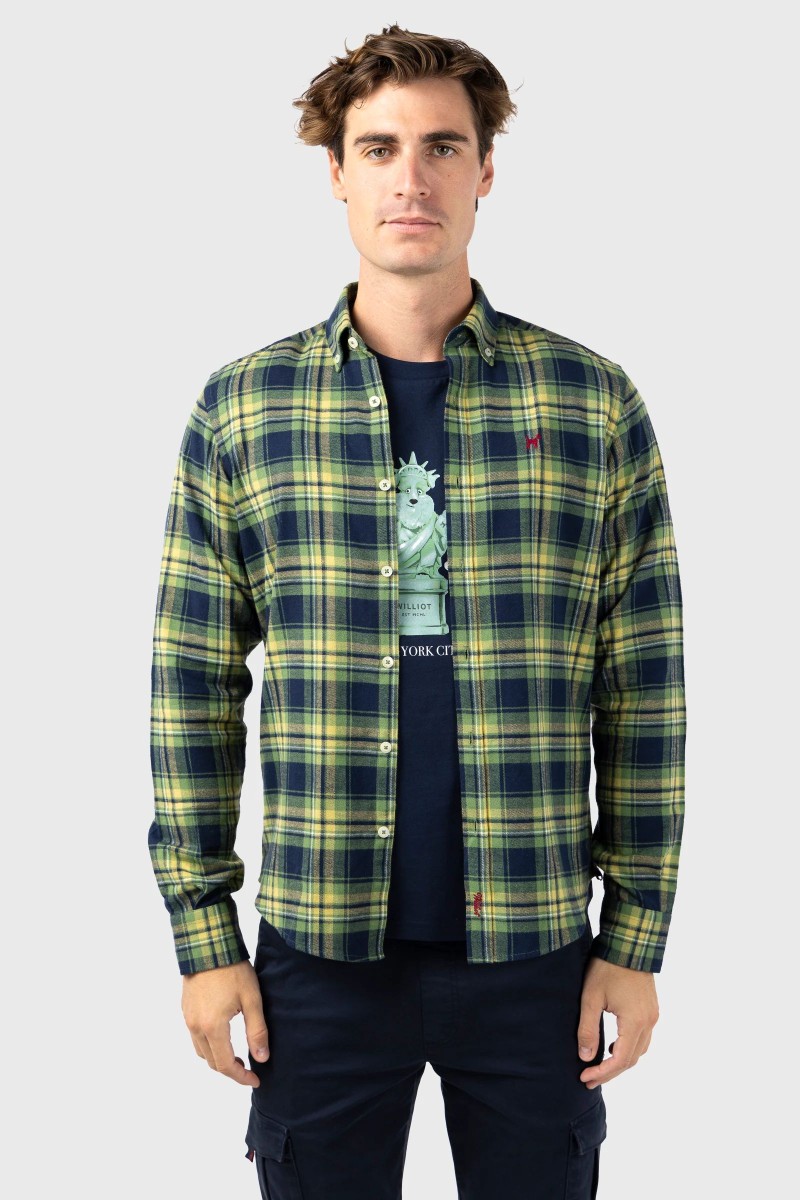  Camisa WILLIOT Viella Marino Verde Amarillo Slim Fit 