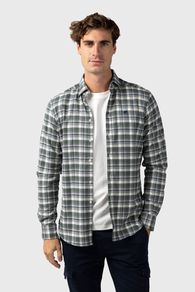  Camisa Williot Viella Crema Gris Slim Fit 