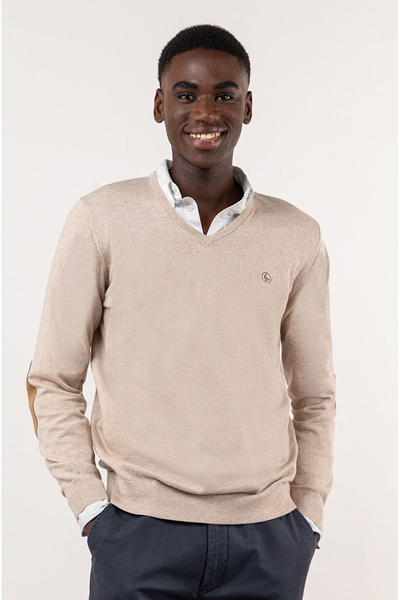 Jersey Cuello Pico Coderas Camel El Ganso