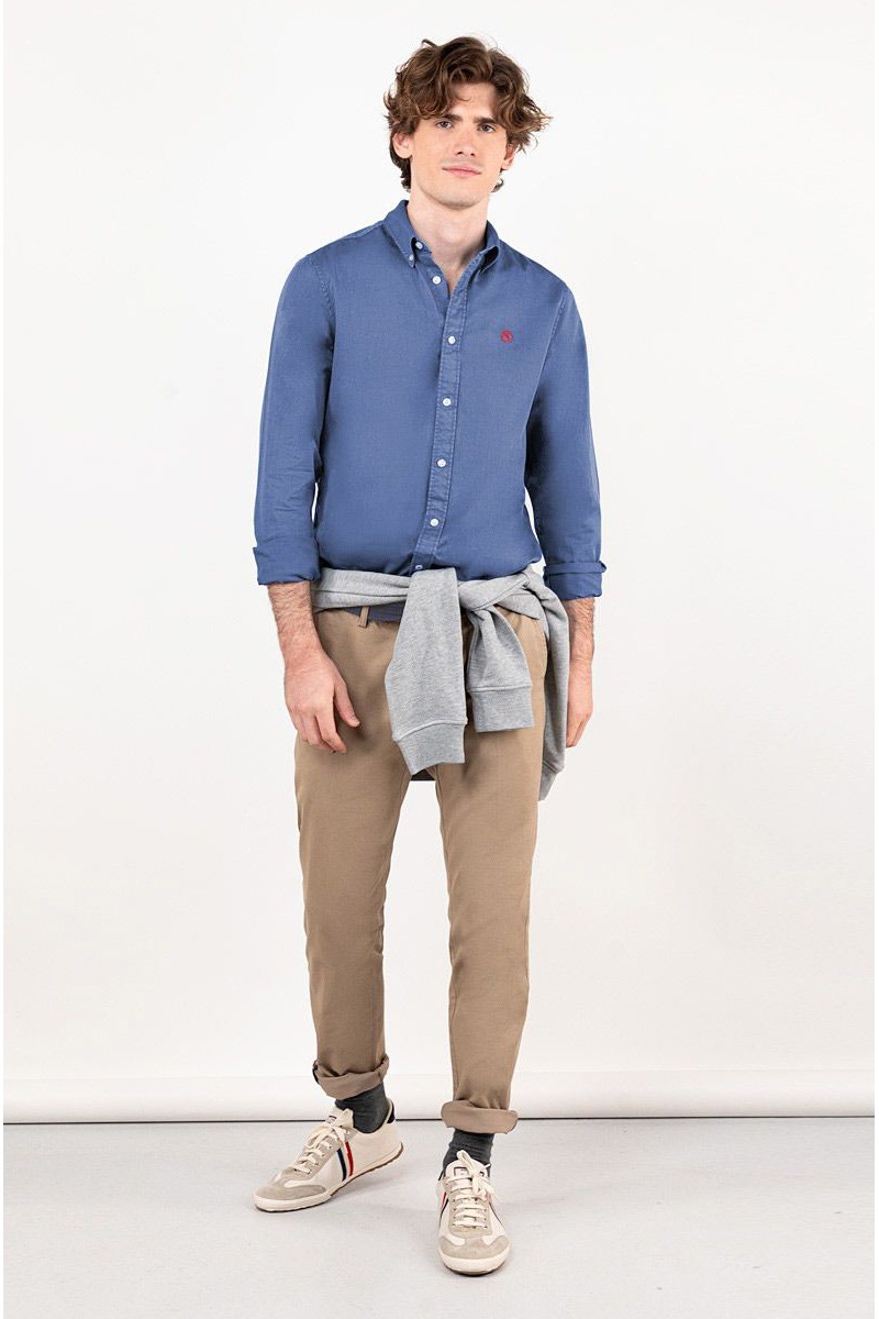 Camisa Twill Garment Dyed Azul Klein El Ganso  2