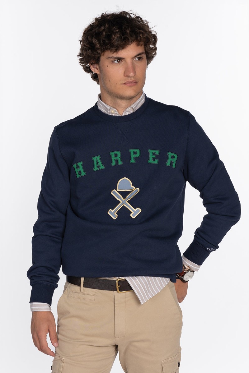 SUDADERA RETRO HOODIE NAVY BLUE HARPER AND NEYER