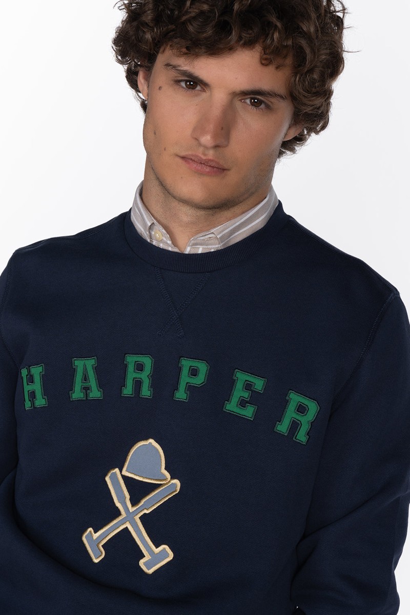 SUDADERA RETRO HOODIE NAVY BLUE HARPER AND NEYER  2