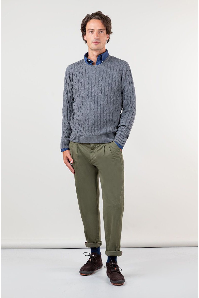  Jersey Cuello Caja Cables Gris El Ganso 