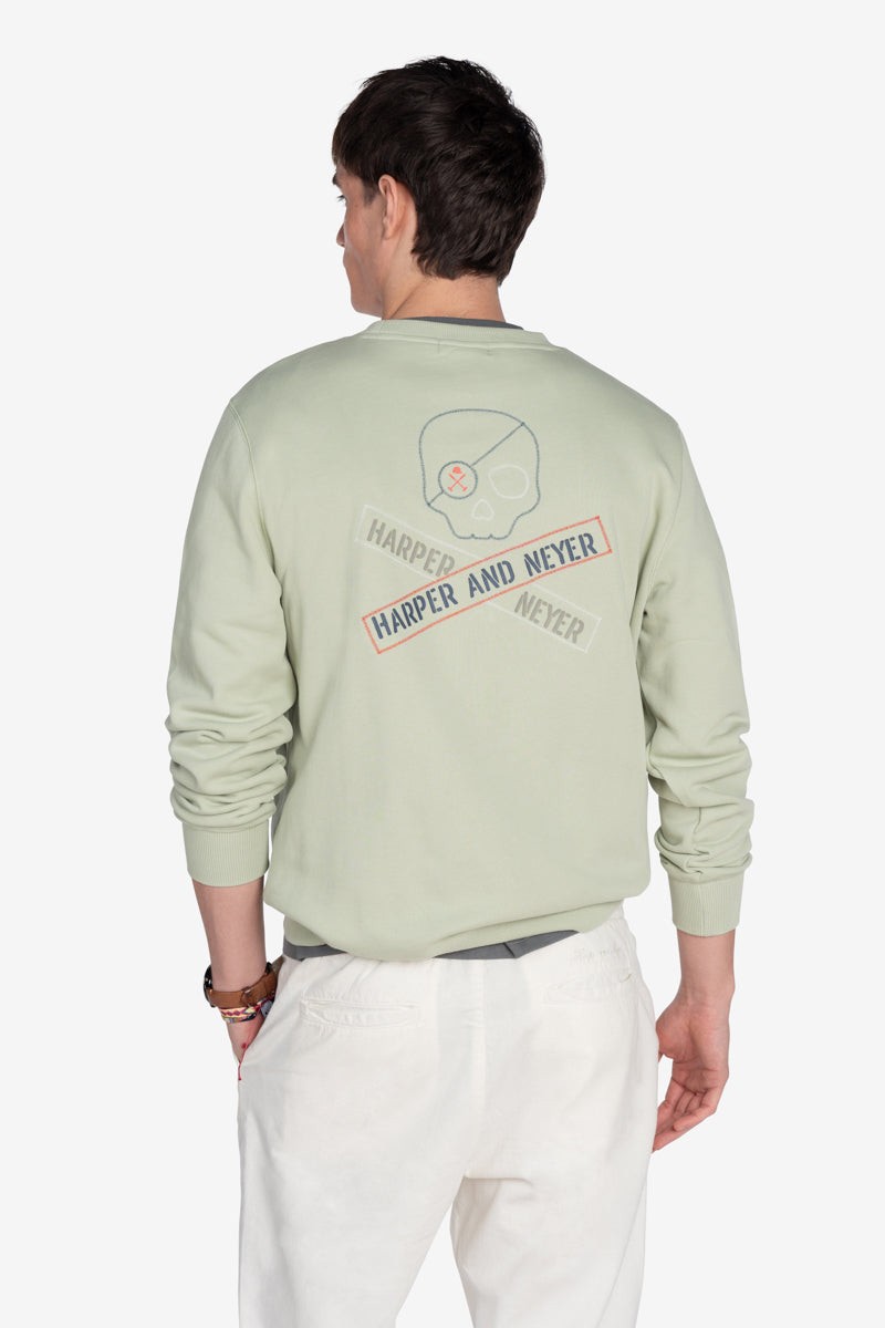 Sudadera Harper and Neyer Aircraft : corte regular fit con cuello redondo, puños acanalados y estampado gráfico en la espalda, ideal para un estilo casual con carácter.  2