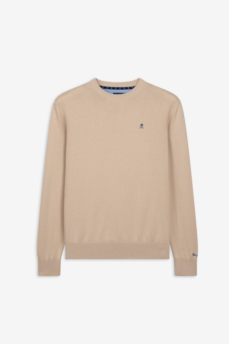   Jersey Harper and Neyer Icon R Light Camel : punto fino de algodón, cuello redondo y un diseño versátil que combina elegancia, confort y estilo diario. 