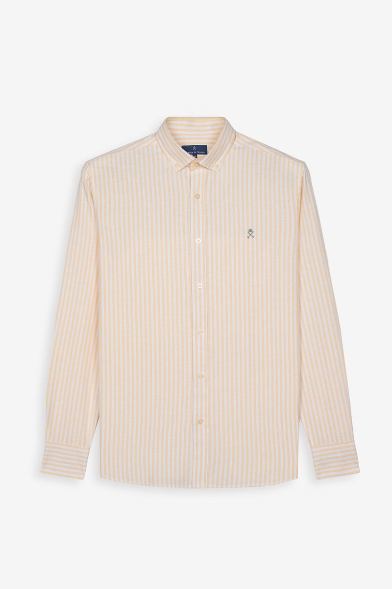   Camisa Harper and Neyer Seul Vainilla Yellow : corte regular fit en algodón 100% con rayas verticales y logo bordado. Frescura y elegancia para cualquier ocasión. 