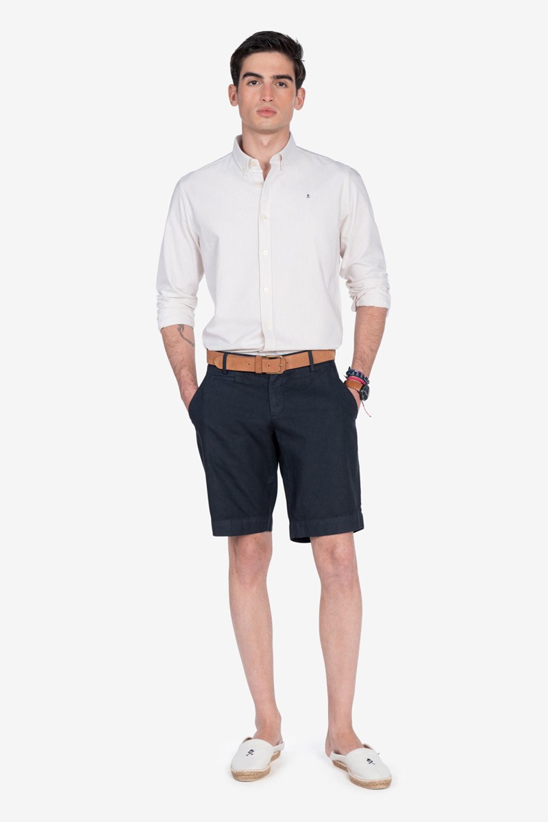   Camisa Harper and Neyer Mediterráneo Camel : algodón 100%, rayas suaves y tono neutro para un look natural, elegante y fácil de combinar. 