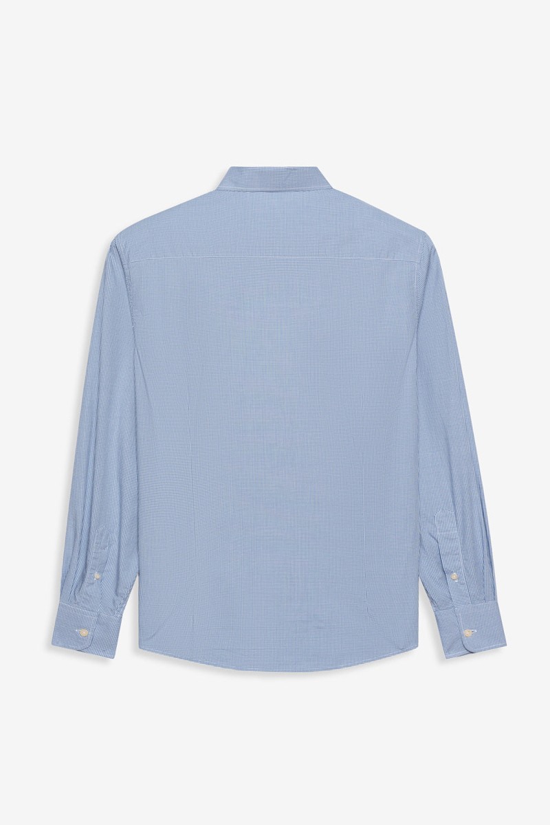   Camisa Harper and Neyer Mini Vichy Navy Blue : estampado fino de cuadros, tejido 100% algodón y corte clásico para un look cómodo y sofisticado. 