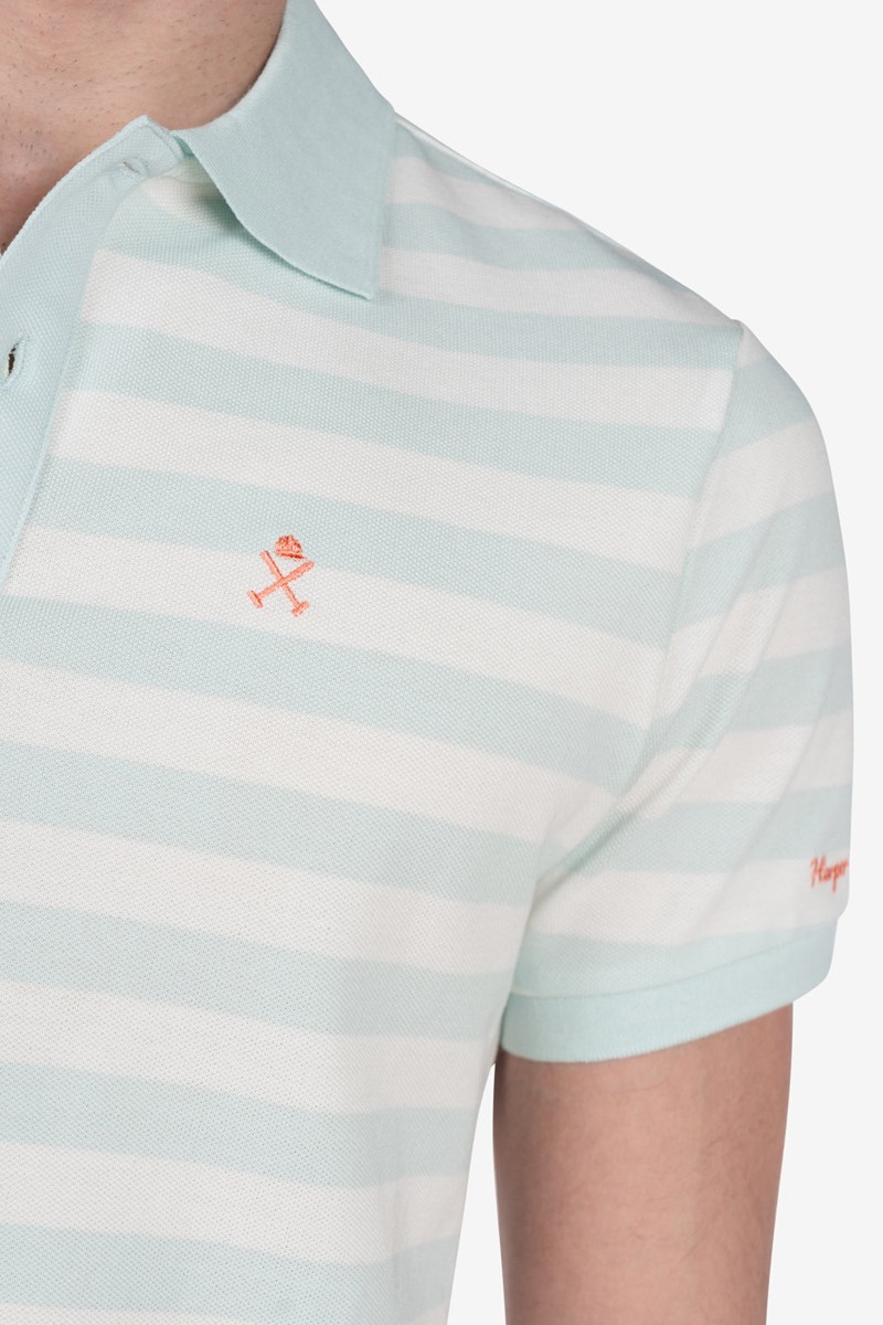   Polo Harper and Neyer Groovy Thread Light Turquoise : diseño a rayas, fresco y cómodo. Una prenda con estilo juvenil y moderno para destacar. 