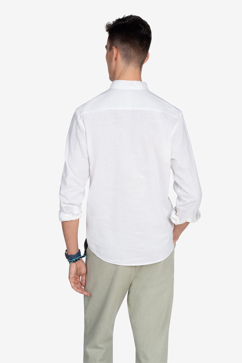  Polera Harper and Neyer Valley White : manga larga, cuello mao y estilo elegante. Ideal para looks frescos y sofisticados. 