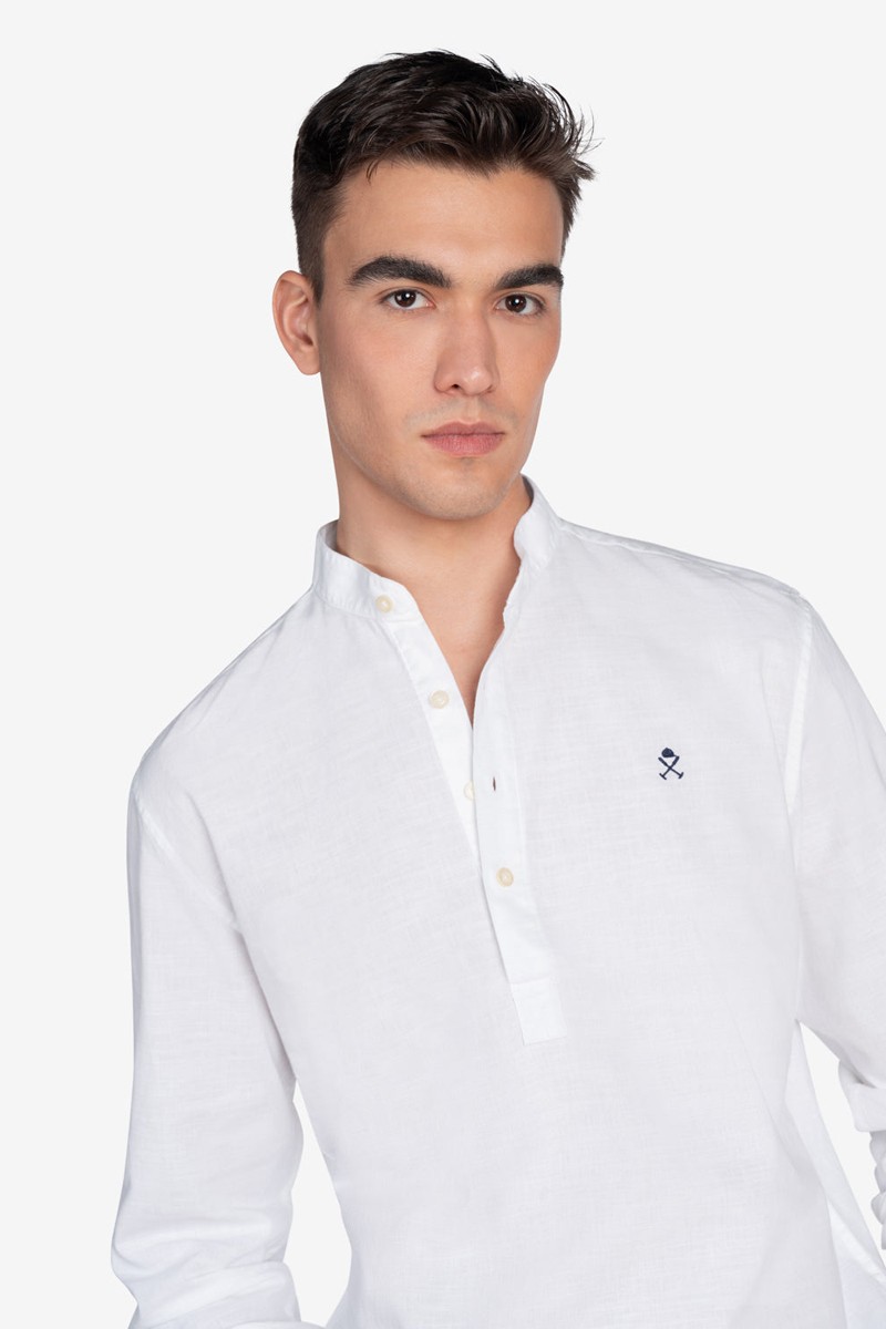 Polera Harper and Neyer Valley White : manga larga, cuello mao y estilo elegante. Ideal para looks frescos y sofisticados.  2