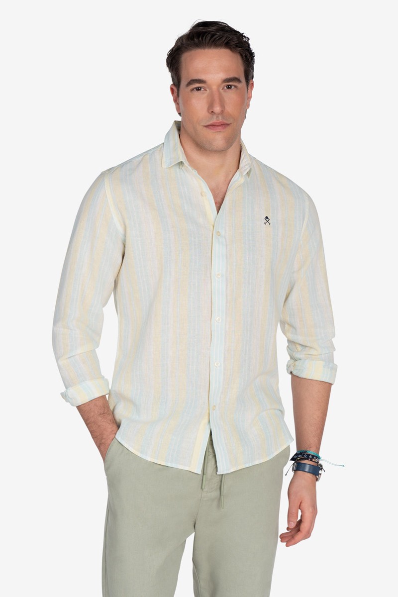 Camisa Harper and Neyer Marbella Multicolored : lino ligero, rayas multicolor y estilo sofisticado. Perfecta para un verano con clase.