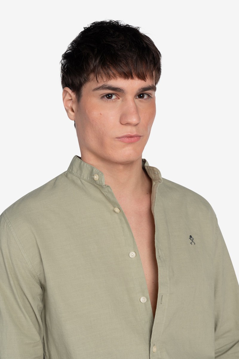Camisa Harper and Neyer Navy Seal Military Light : lino y algodón, cuello mao y bordado en contraste. Una prenda fresca y con estilo.  2