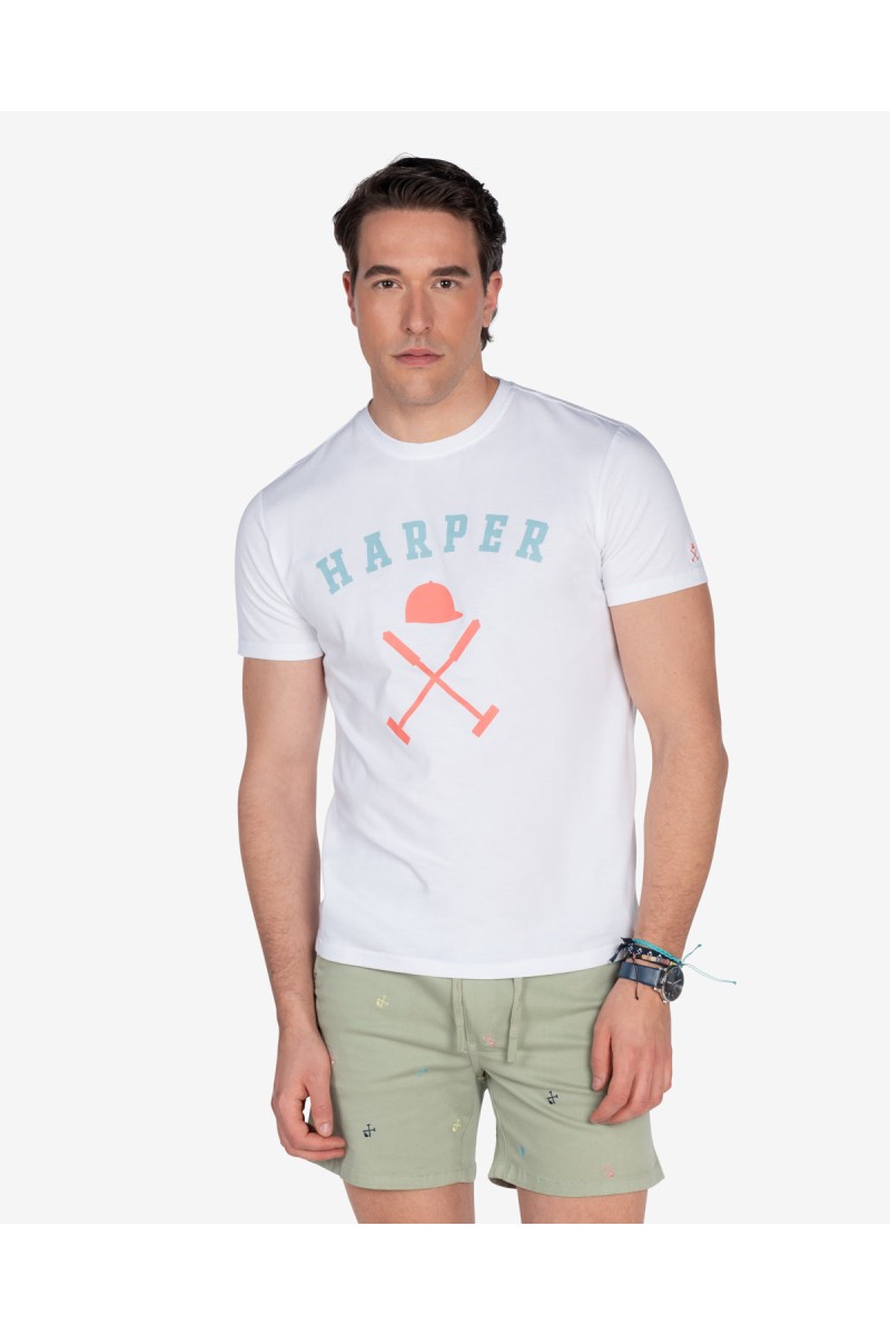   Camiseta Harper and Neyer New England White : logo a contraste, cuello redondo y manga corta. Básico atemporal para looks veraniegos. 