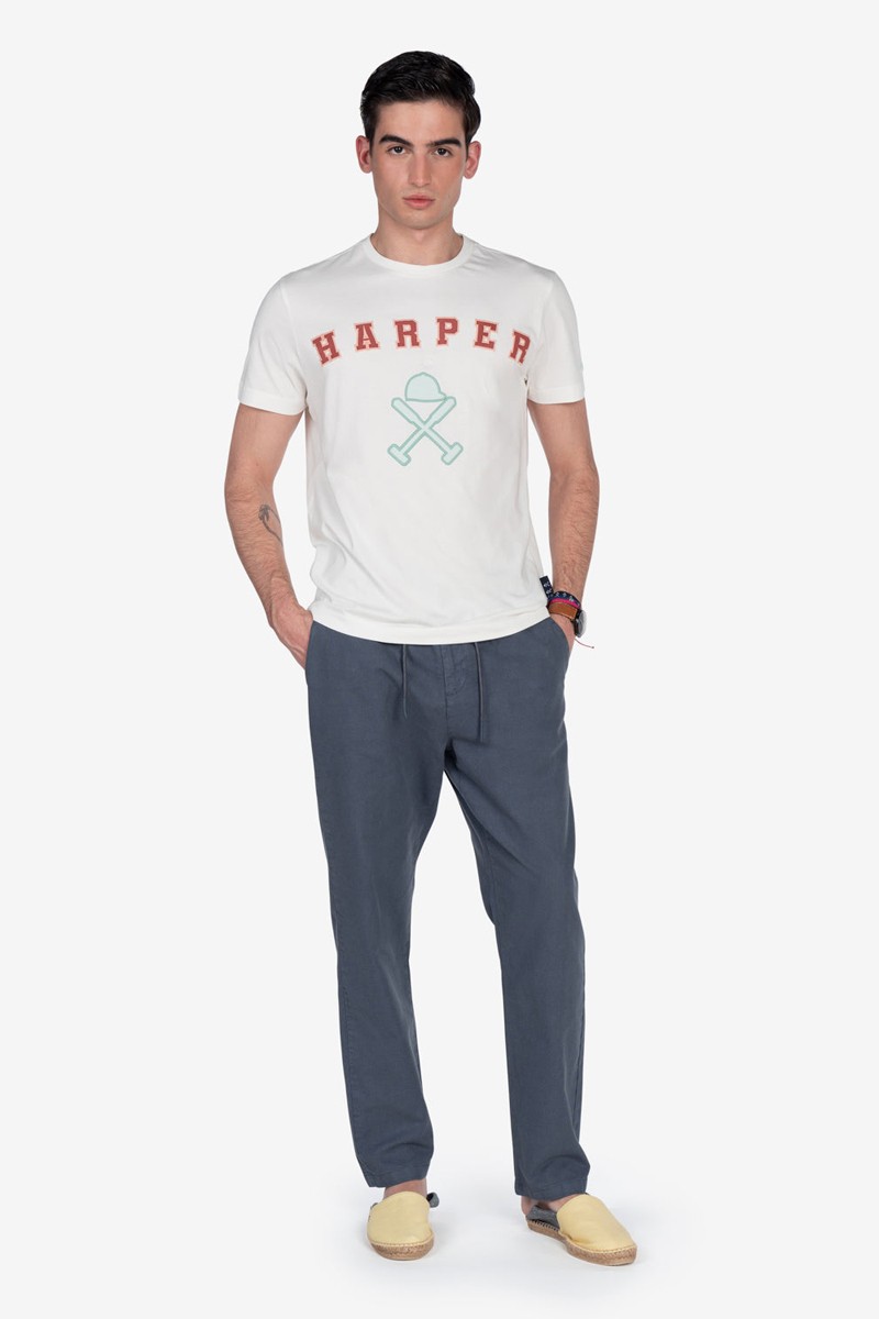 CAMISETA HARPER M117   Camiseta Harper and Neyer Retro Off White : logo en contraste, estilo atemporal y comodidad para tus looks del día a día.