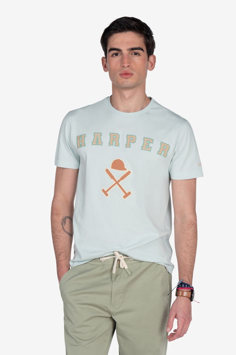Camiseta Harper and Neyer Retro Light Turquoise : diseño clásico con logo en contraste y color refrescante. Comodidad con esencia retro.