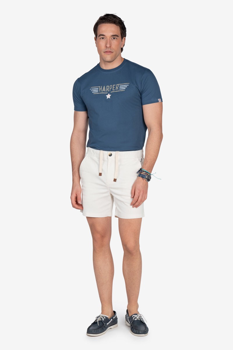   Camiseta Harper and Neyer Wingman Wash Blue : estampado frontal con logo HARPER. Comodidad y estilo deportivo en un básico moderno. 